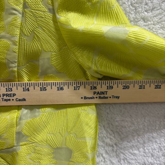 Tuckernuck Jacquard Floral Mini Dress XS Chartreuse Yellow Puff Sleeve Mock Neck - Picture 5 of 9